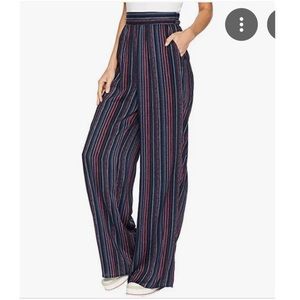 BCBG MAXazaria Plum Sapphire Pinstripe Palazzo Pants Size S